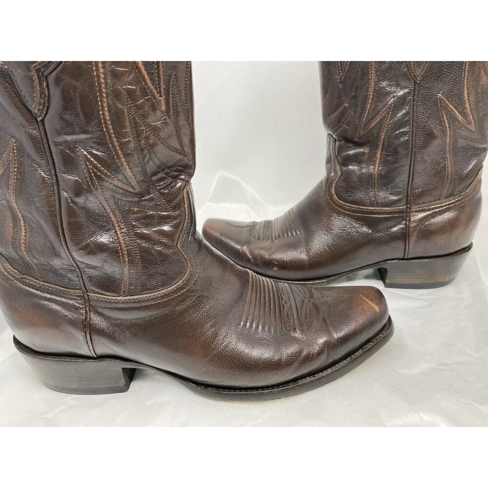 JRC & Sons Creed Goat Leather Western Cowboy Boots Men's 10.5D Brown 10.5 D